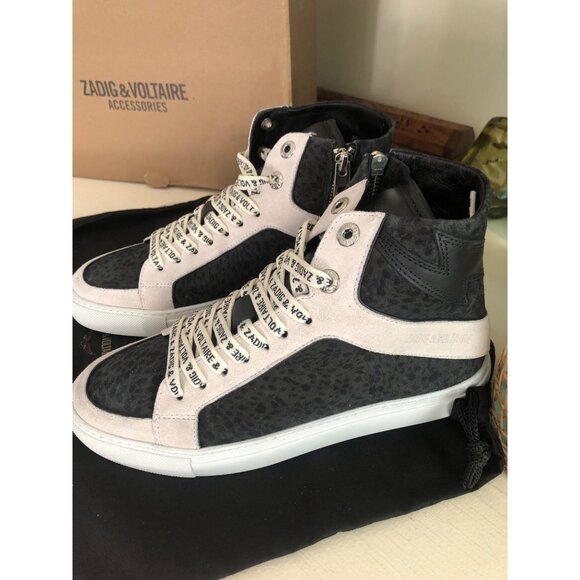 NIB ZADIG & VOLTAIRE High Flash High-top Sneakers SIZE 39 / US 8 - Picture 1 of 15